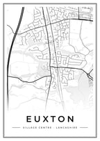 Street map poster of Euxton village centre, Lancashire