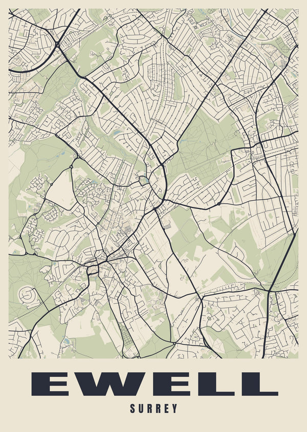 Ewell Street Map Poster
