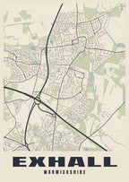 Street map poster of Exhall, Warwickshire
