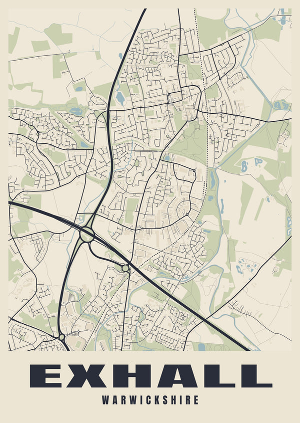 Exhall Street Map Poster