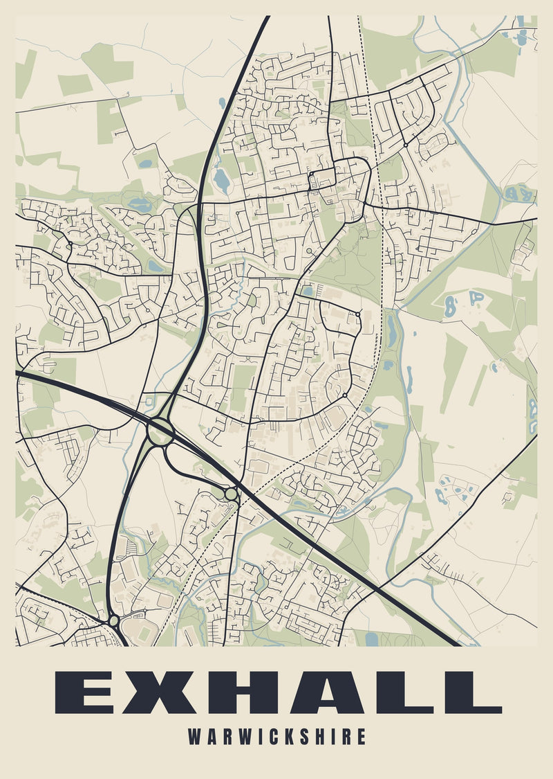 Exhall Street Map Poster