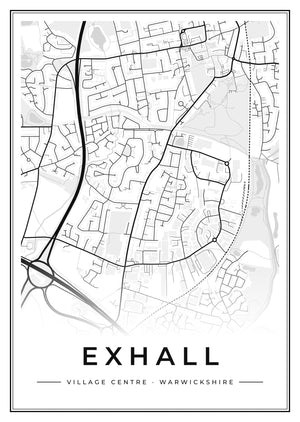 Exhall Village Centre Street Map Poster