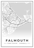 Street map poster of Falmouth town centre, Cornwall
