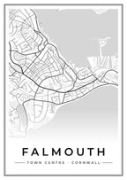 Street map poster of Falmouth town centre, Cornwall