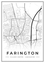 Street map poster of Farington village centre, Lancashire
