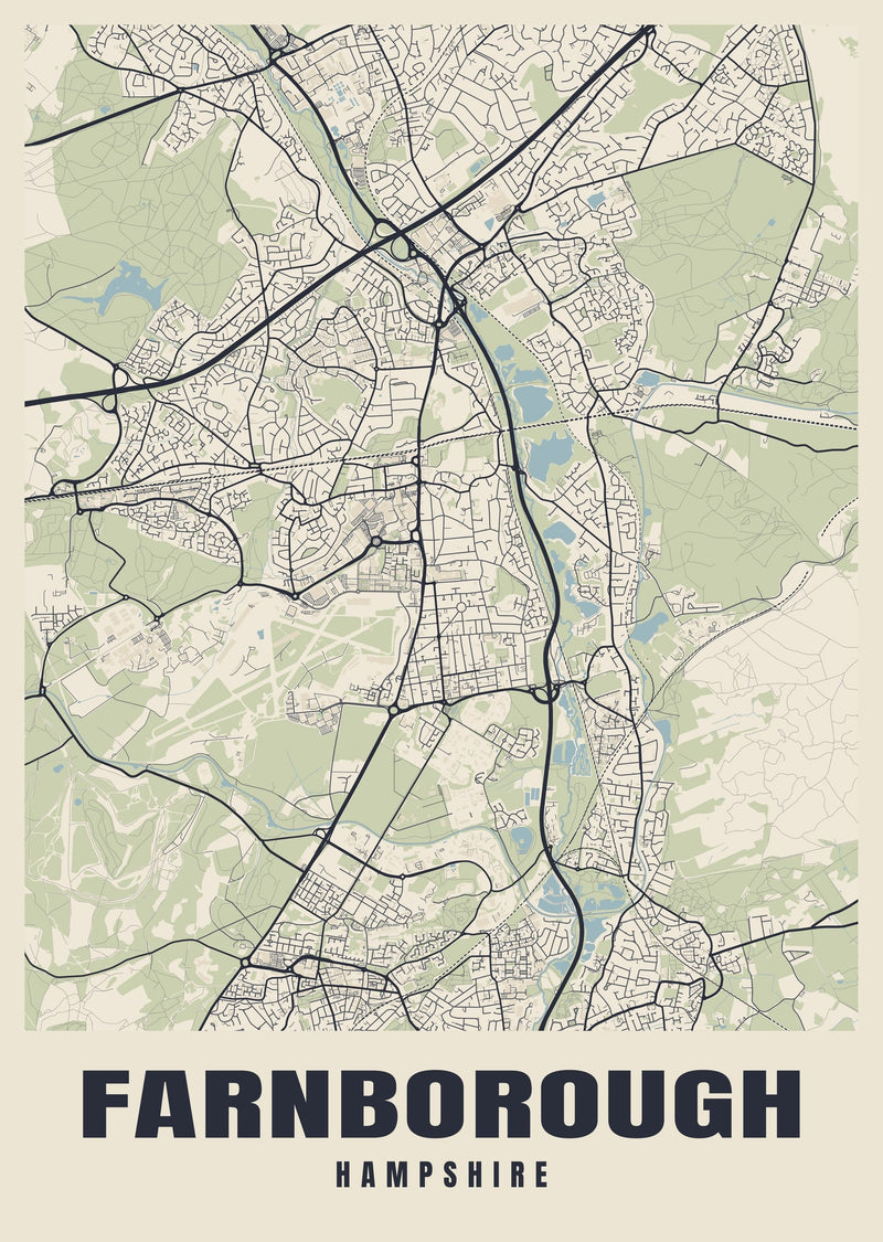 Farnborough Street Map Poster