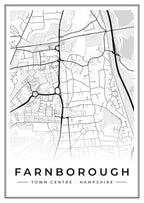 Street map poster of Farnborough town centre, Hampshire