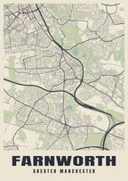 Street map poster of Farnworth, Greater Manchester