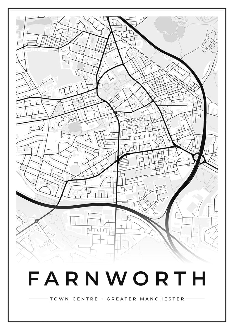 Farnworth Town Centre Street Map Poster