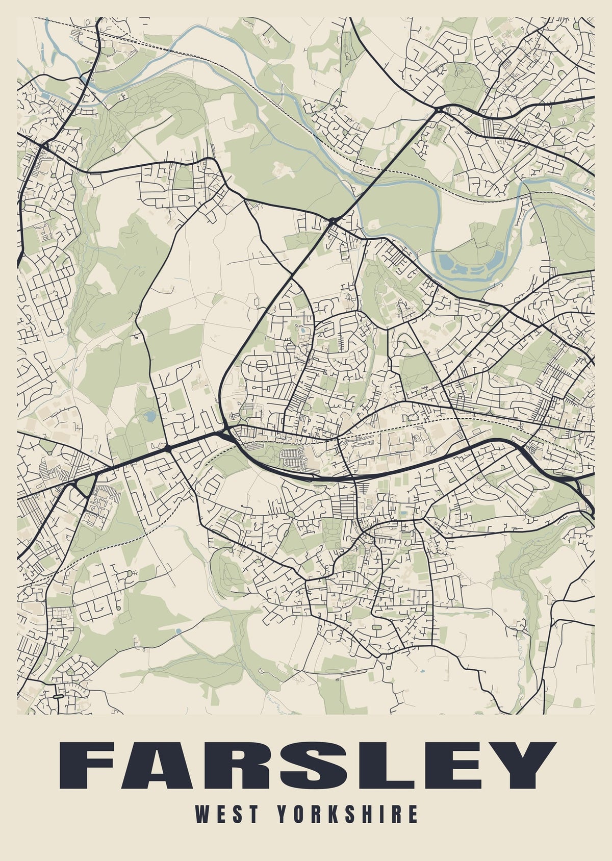 Street map poster of Farsley, West Yorkshire