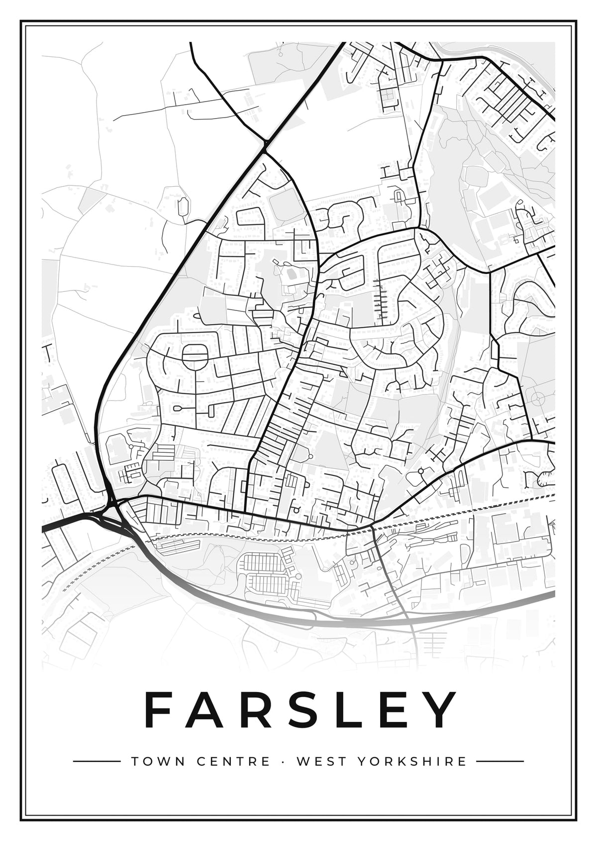 Street map poster of Farsley town centre, West Yorkshire