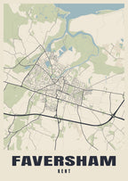 Street map poster of Faversham, Kent