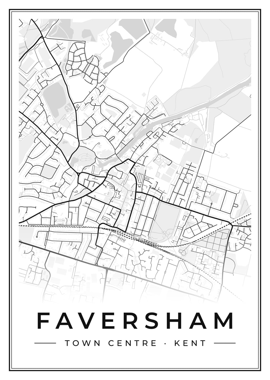 Street map poster of Faversham town centre, Kent
