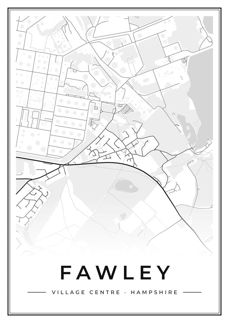 Fawley Village Centre Street Map Poster
