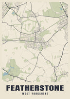 Street map poster of Featherstone, West Yorkshire
