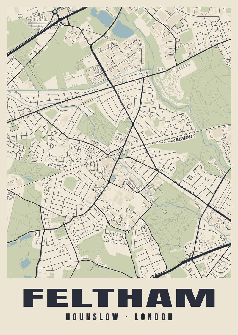 Feltham Heritage Street Map Poster