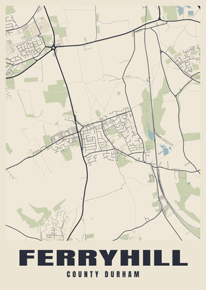 Ferryhill Street Map Poster