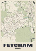 Street map poster of Fetcham, Surrey