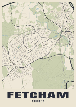 Fetcham Street Map Poster