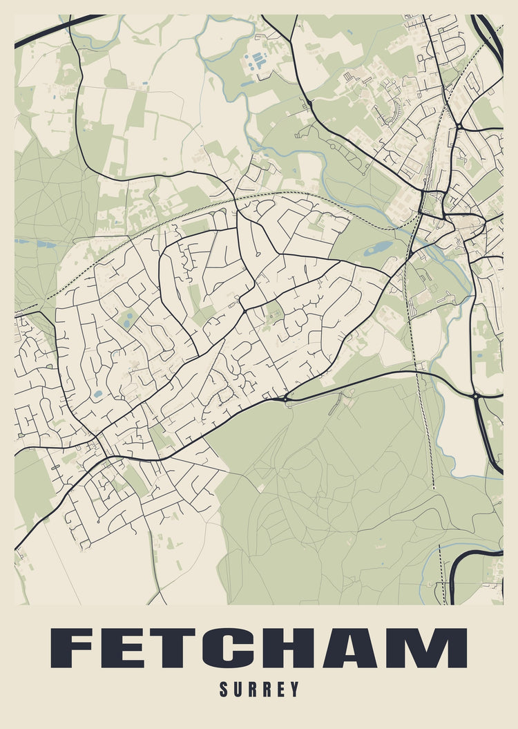Fetcham Street Map Poster