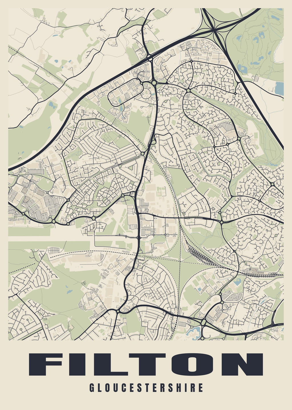 Street map poster of Filton, Gloucestershire