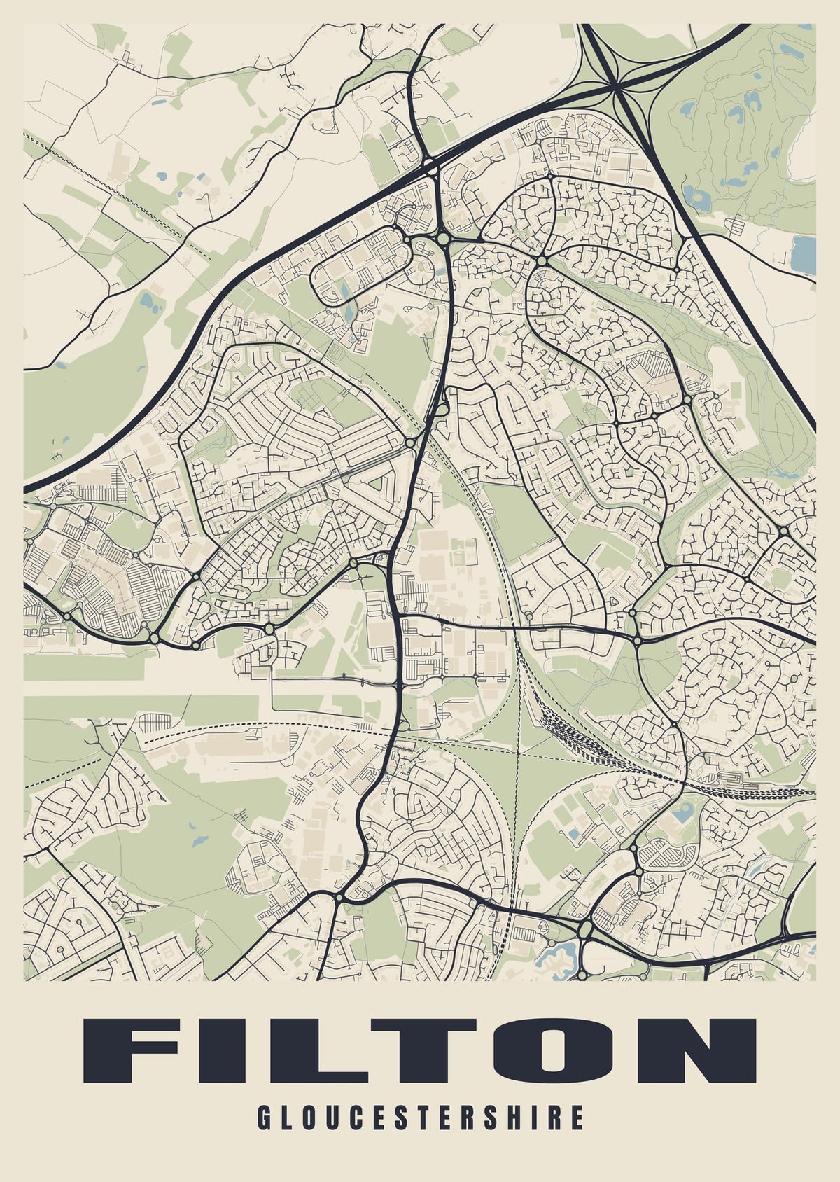 Street map poster of Filton, Gloucestershire