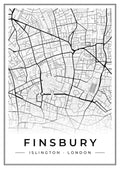Street map poster of Finsbury, Islington, London