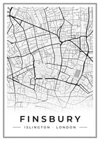 Street map poster of Finsbury, Islington, London