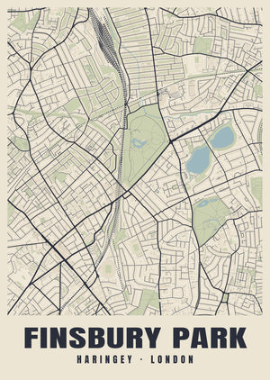 Finsbury Park Heritage Street Map Poster