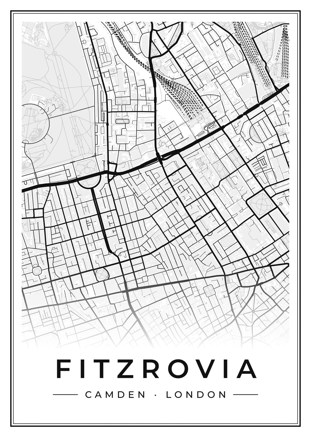 Street map poster of Fitzrovia, Camden, London