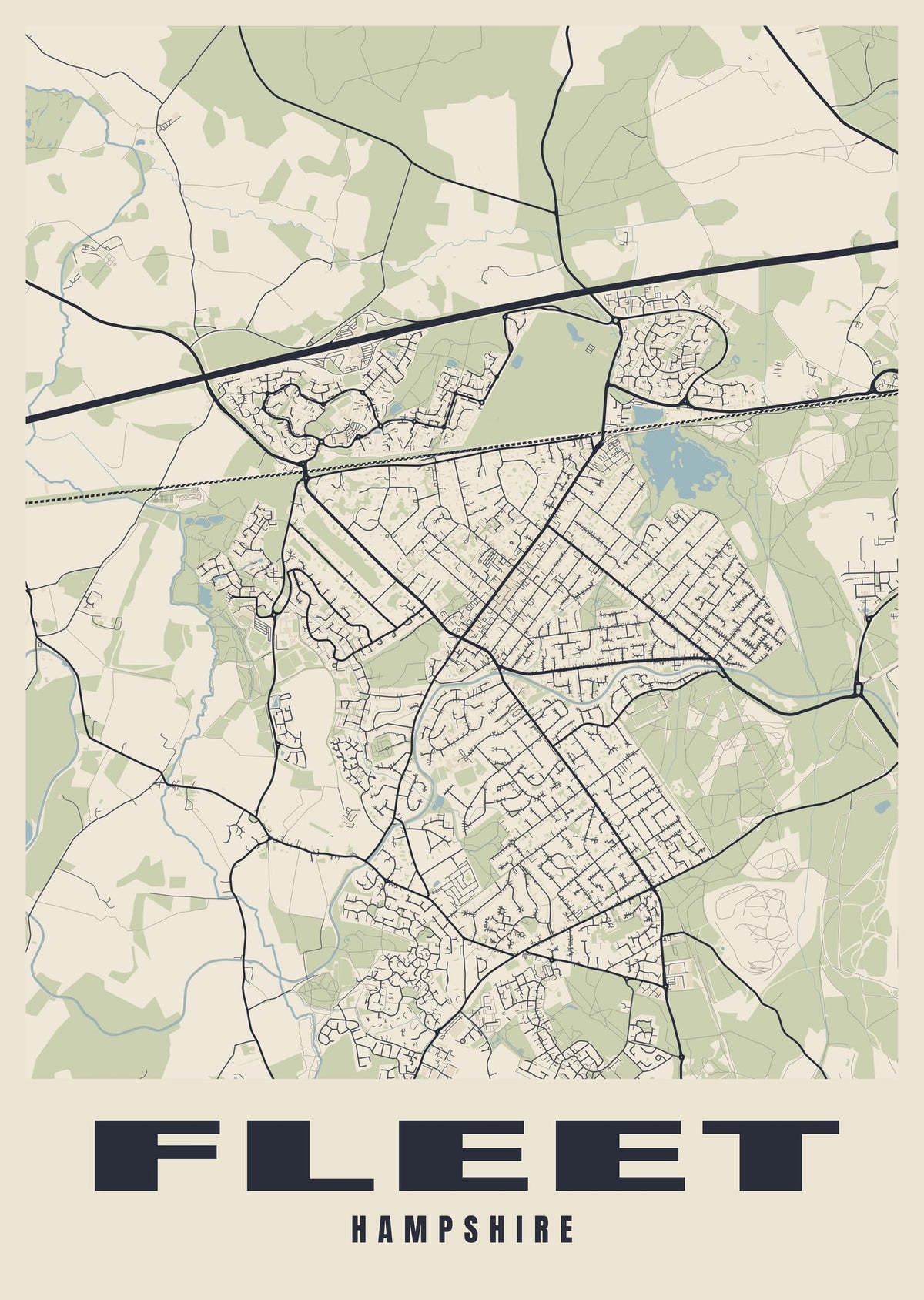 Street map poster of Fleet, Hampshire