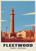 Pharos Lighthouse, Fleetwood poster, Retro Railway style