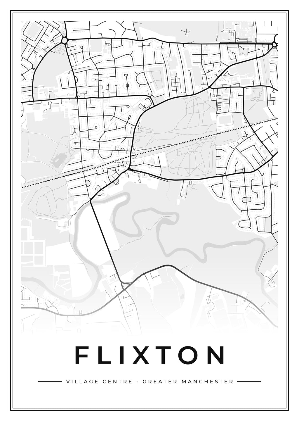 Street map poster of Flixton village centre, Greater Manchester