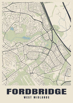 Street map poster of Fordbridge, West Midlands