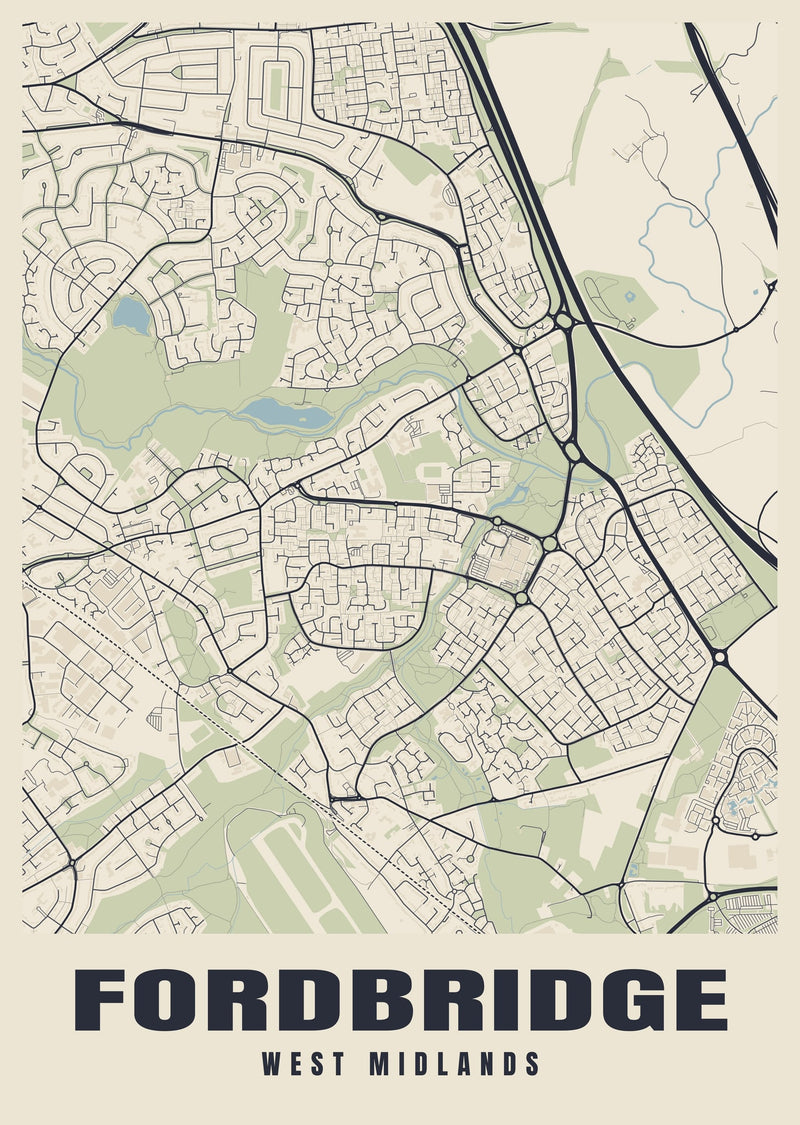 Fordbridge Street Map Poster