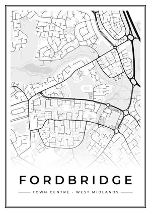 Fordbridge Town Centre Street Map Poster