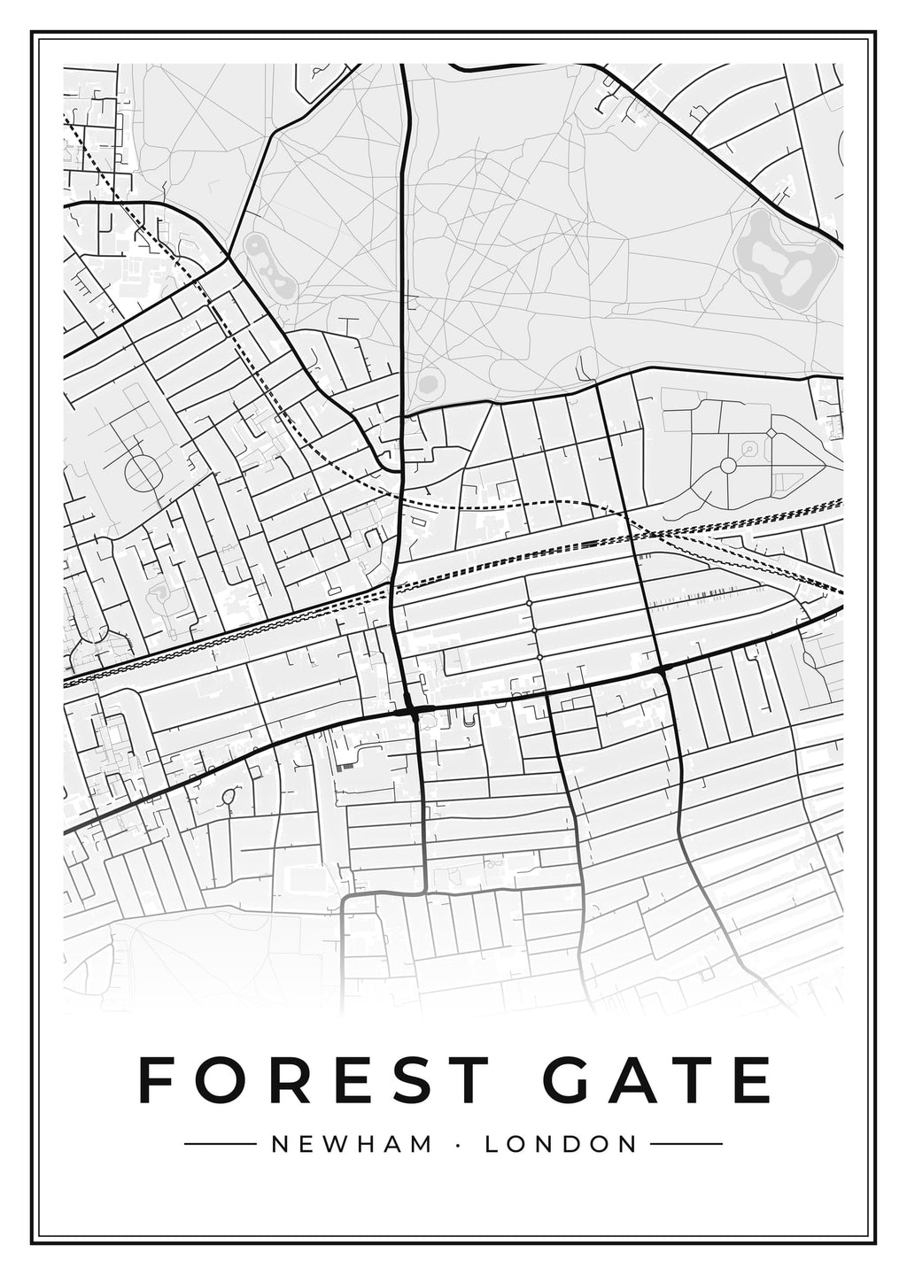 Street map poster of Forest Gate, Newham, London