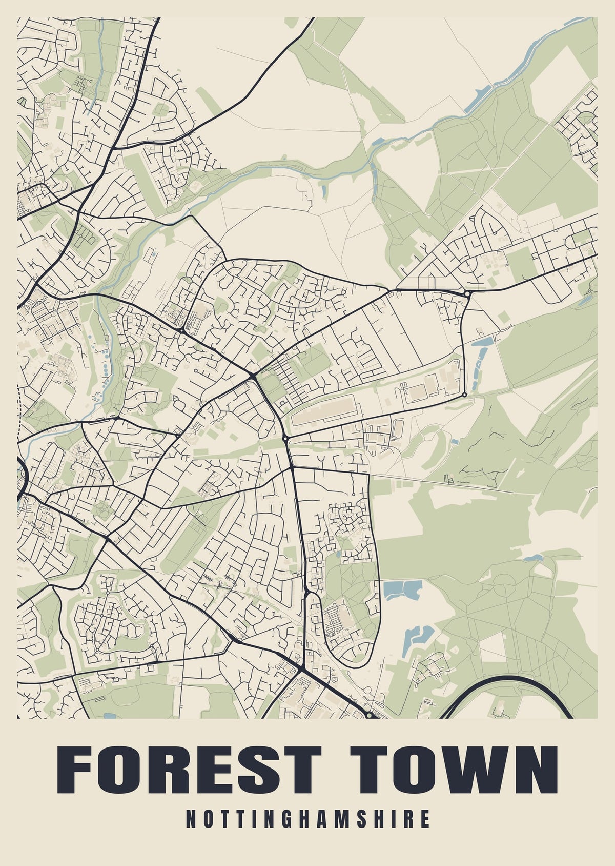 Street map poster of Forest Town, Nottinghamshire