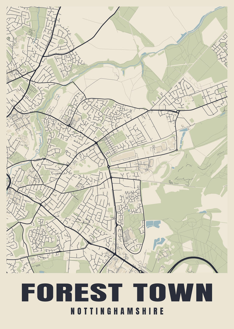 Forest Town Street Map Poster