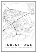 Street map poster of Forest Town village centre, Nottinghamshire