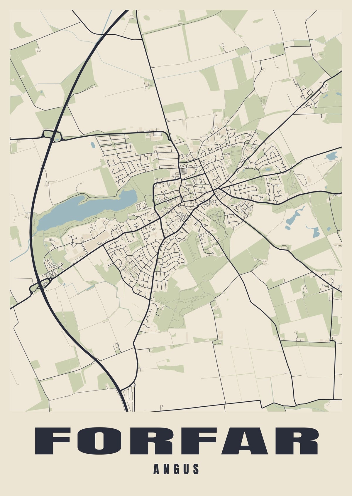 Street map poster of Forfar, Angus