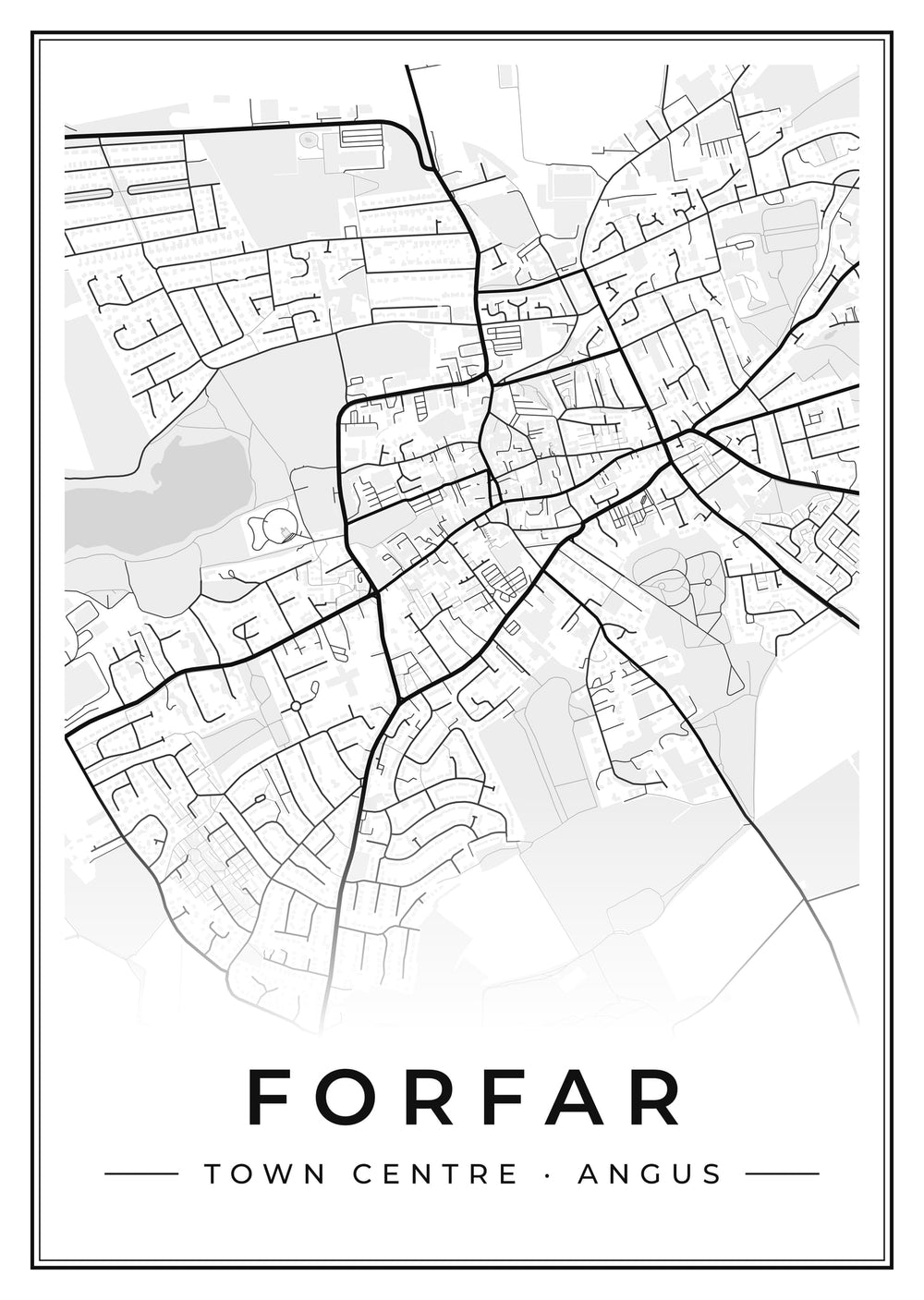 Forfar Town Centre Street Map Poster