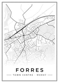 Street map poster of Forres town centre, Moray