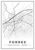 Street map poster of Forres town centre, Moray