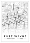 Street map poster of downtown Fort Wayne, Indiana