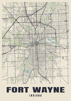 Street map poster of Fort Wayne, Indiana