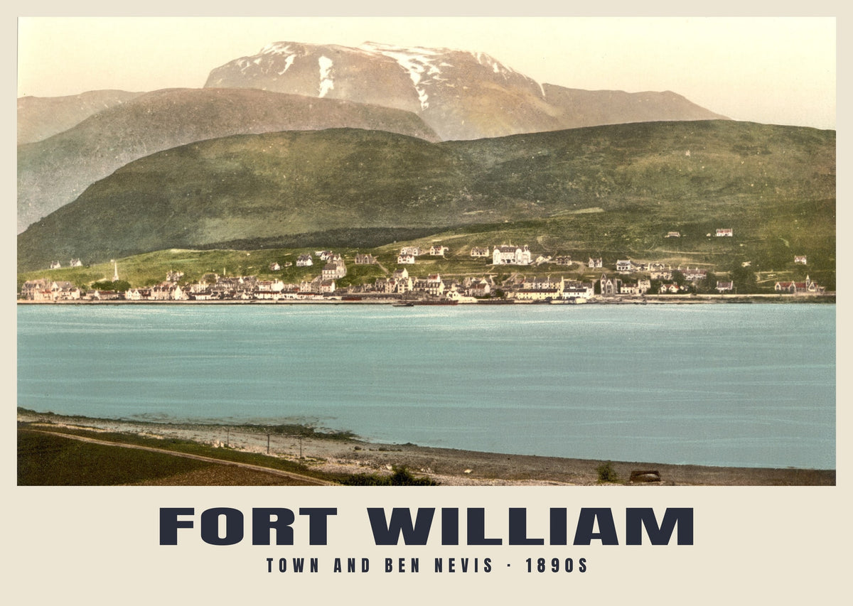 Town and Ben Nevis, Fort William, 1890s heritage photograph