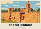 Framlingham Castle poster, Retro Railway style