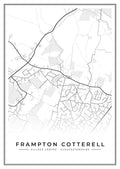 Street map poster of Frampton Cotterell village centre, Gloucestershire