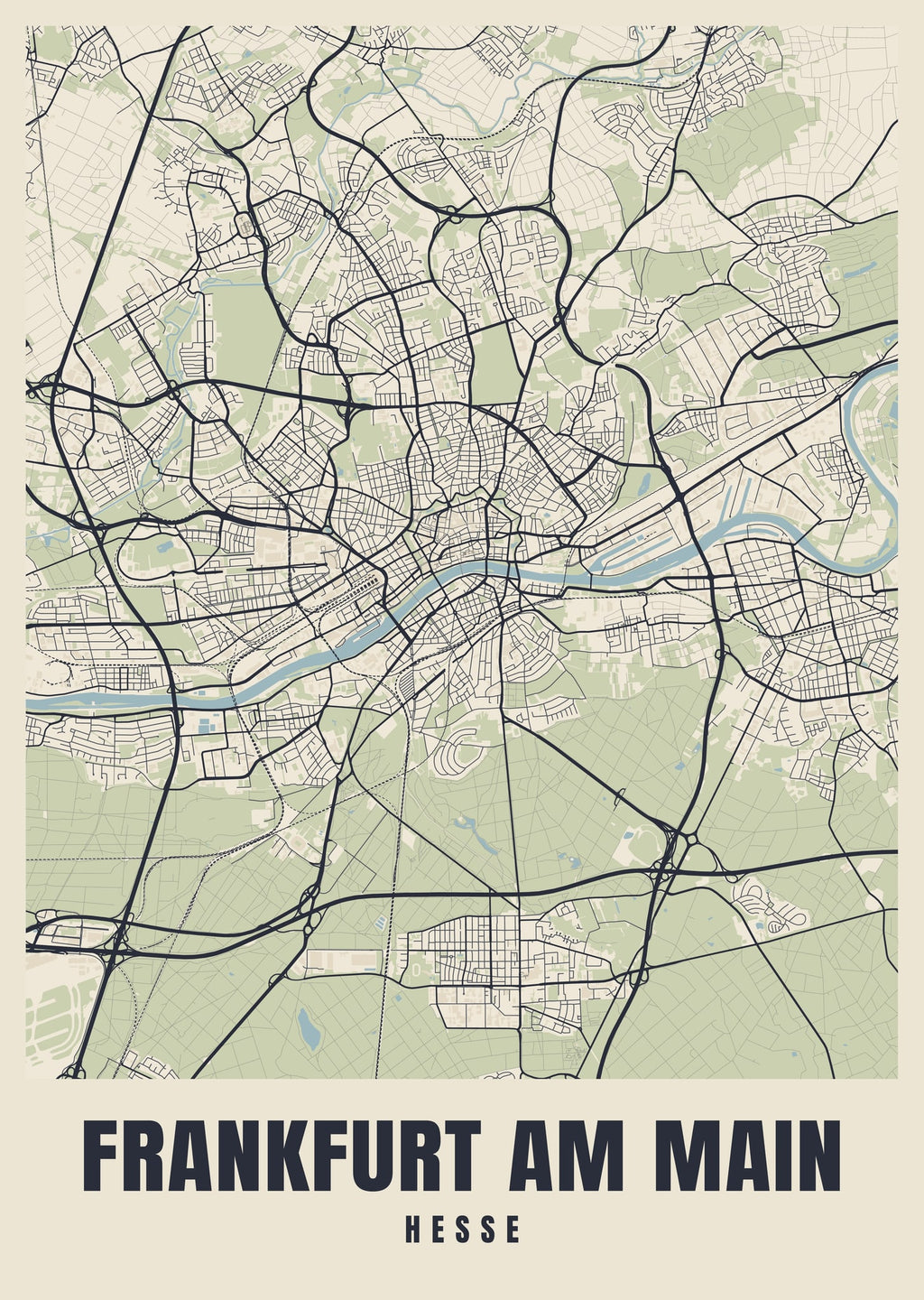 Street map poster of Frankfurt am Main, Hesse